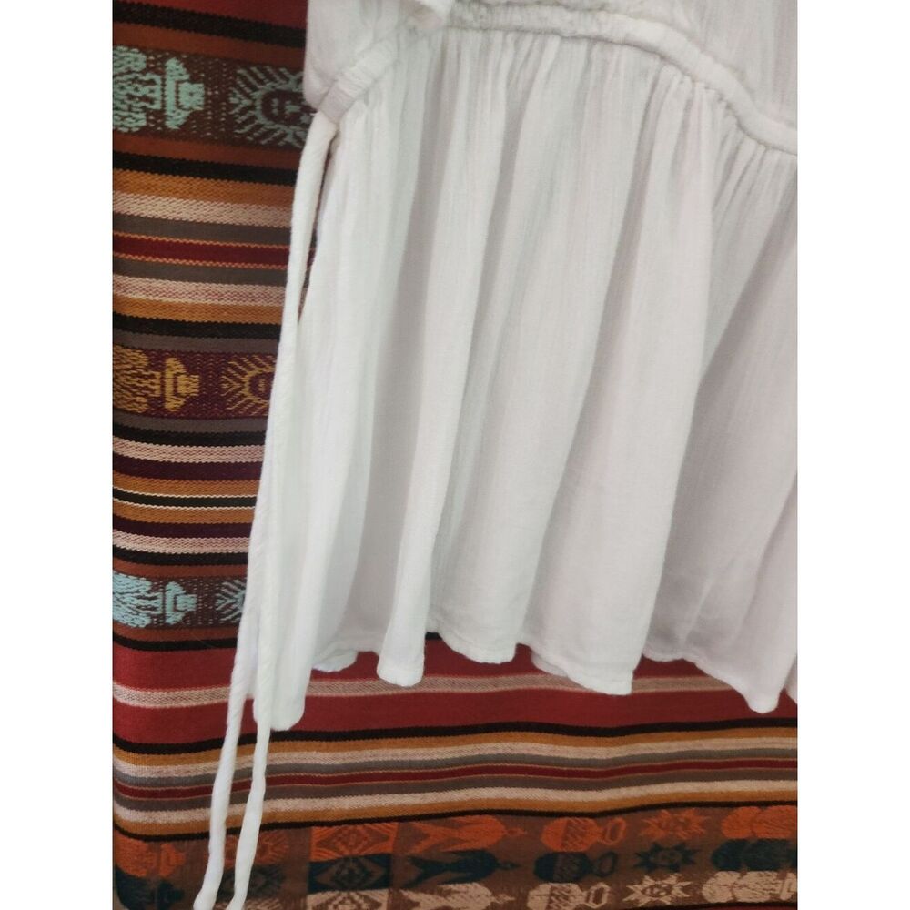 Maurices White Eyelet Lace Butterfly Sleeve Peplum Top Lrg Boho V-Neck Side Ties - Picture 7 of 14